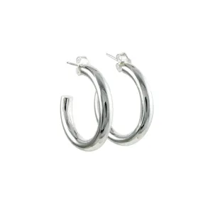 Tashi - 25mm Fat Tube Hoop Earrings in Polished Sterling Silver
