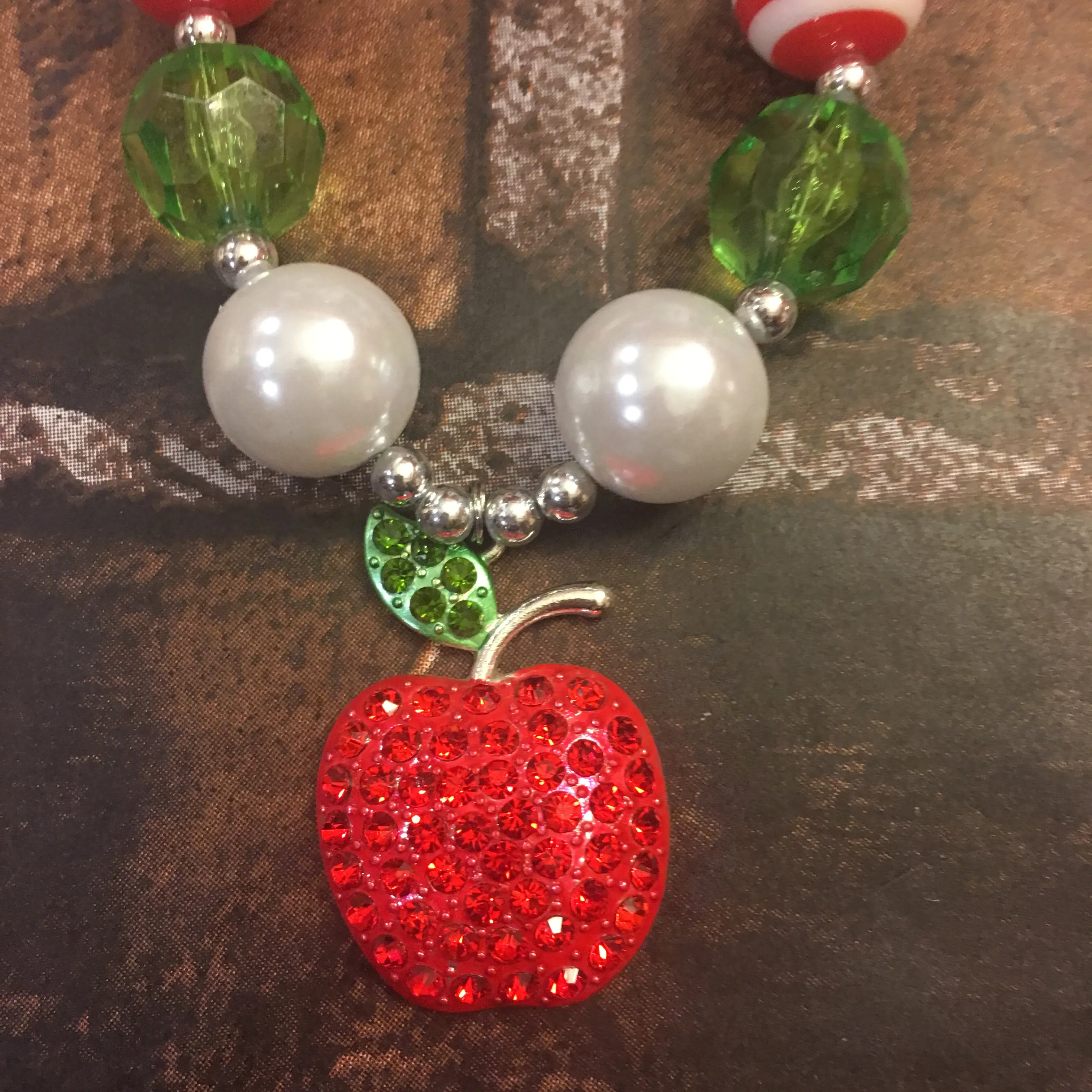 Teacher Apple Chunky Necklace/Snow White Inspired