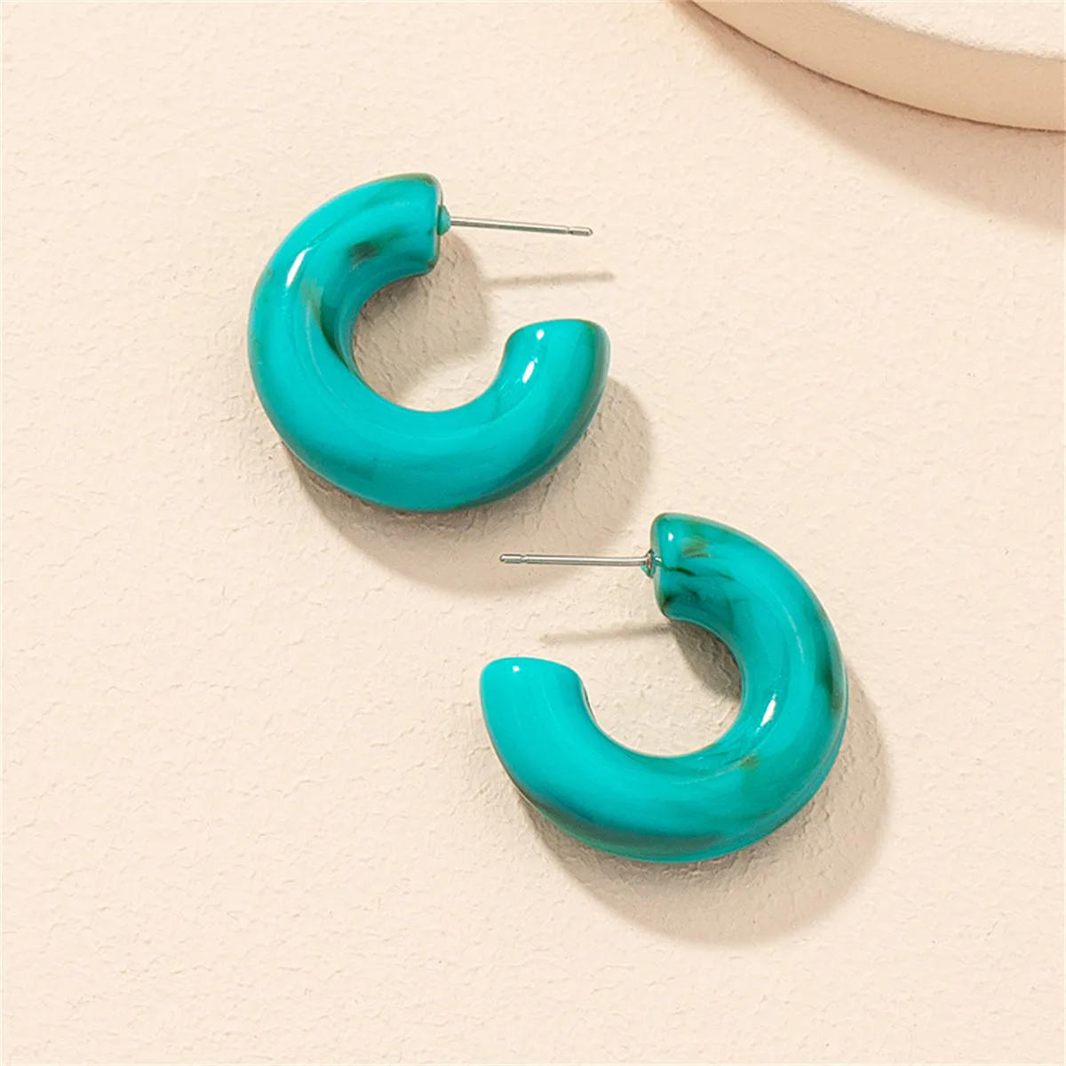 Teal & Green Swirl Chunky Hoop Earrings