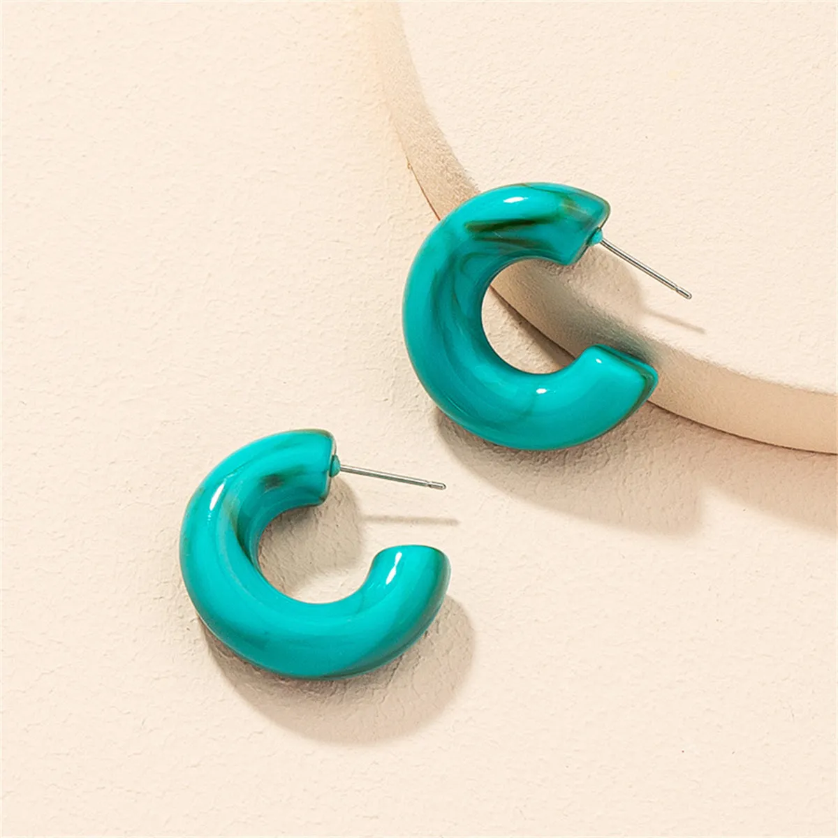 Teal & Green Swirl Chunky Hoop Earrings
