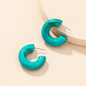Teal & Green Swirl Chunky Hoop Earrings