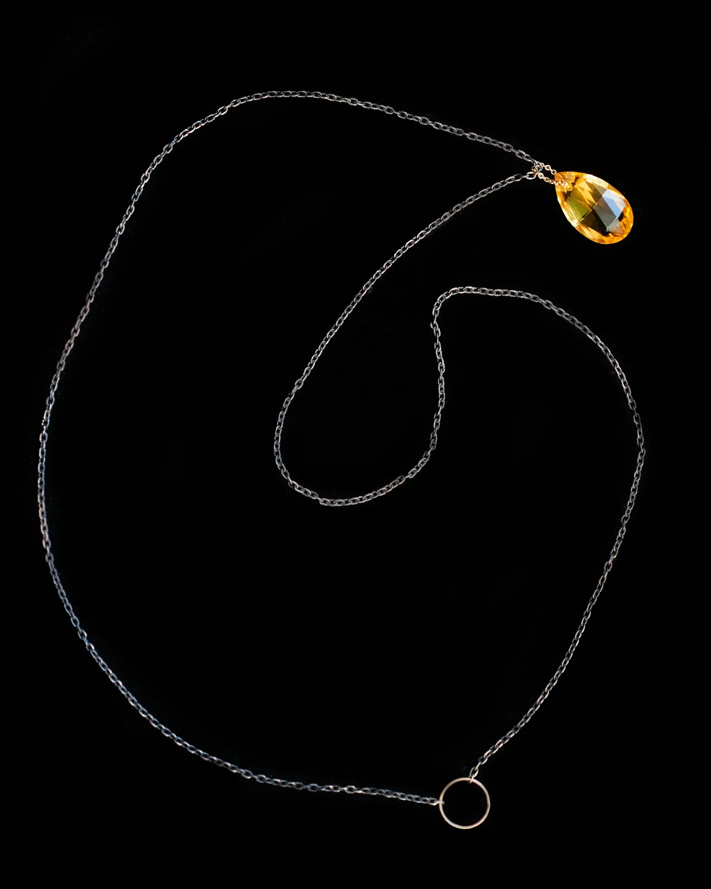 Tear Drop Citrine Manifest Long Chain Necklace