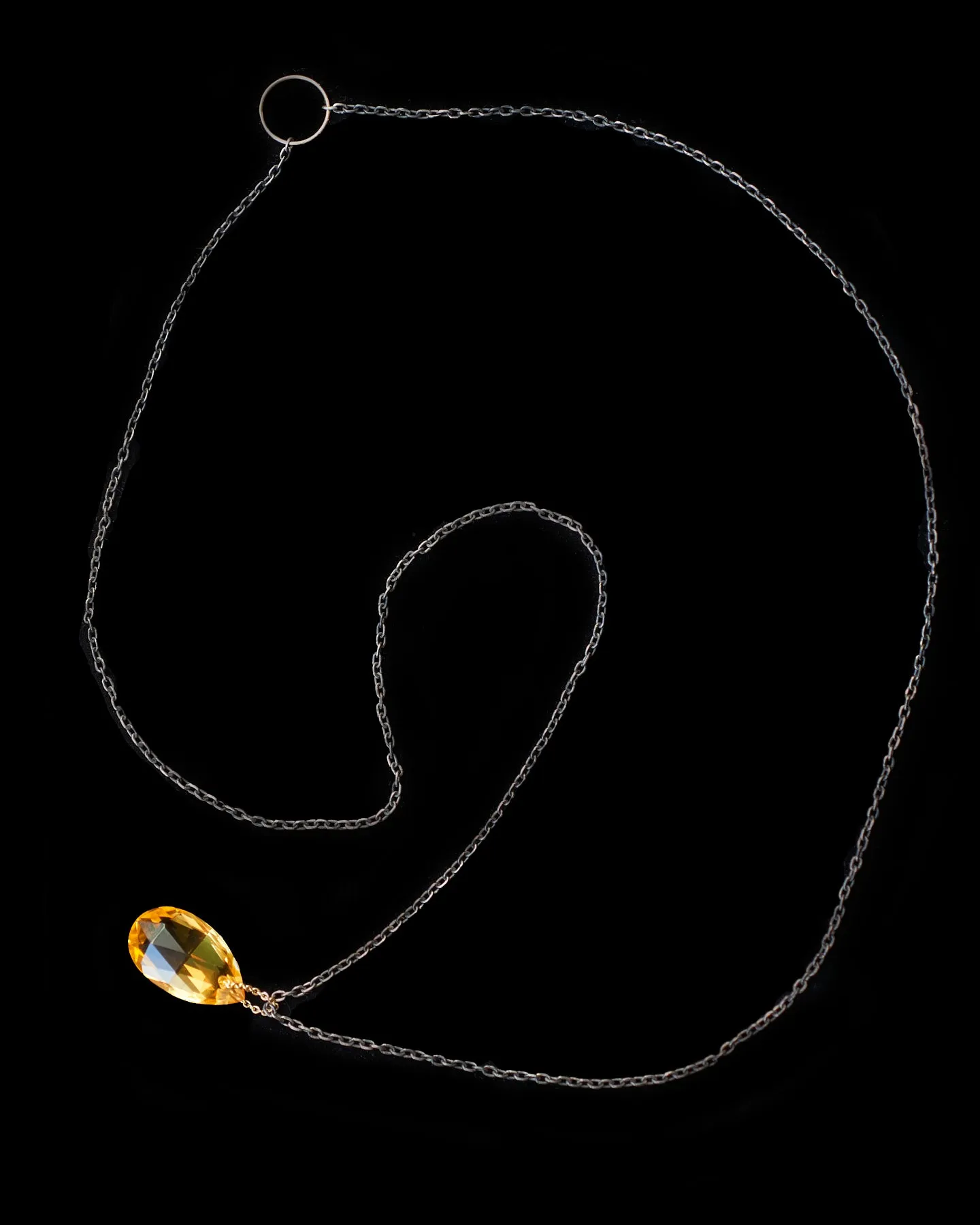 Tear Drop Citrine Manifest Long Chain Necklace