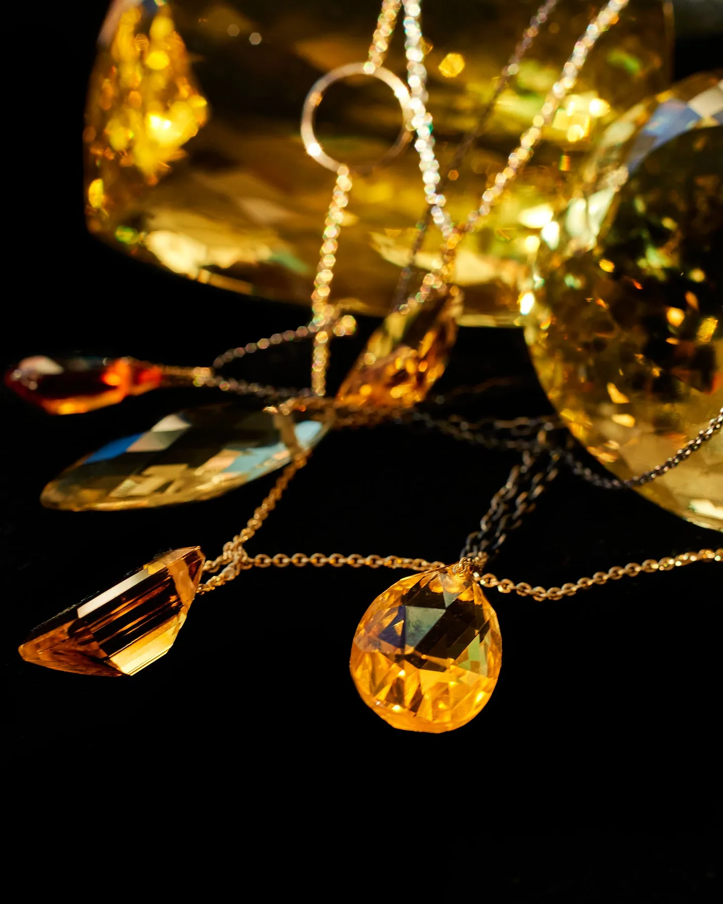 Tear Drop Citrine Manifest Long Chain Necklace