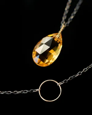 Tear Drop Citrine Manifest Long Chain Necklace