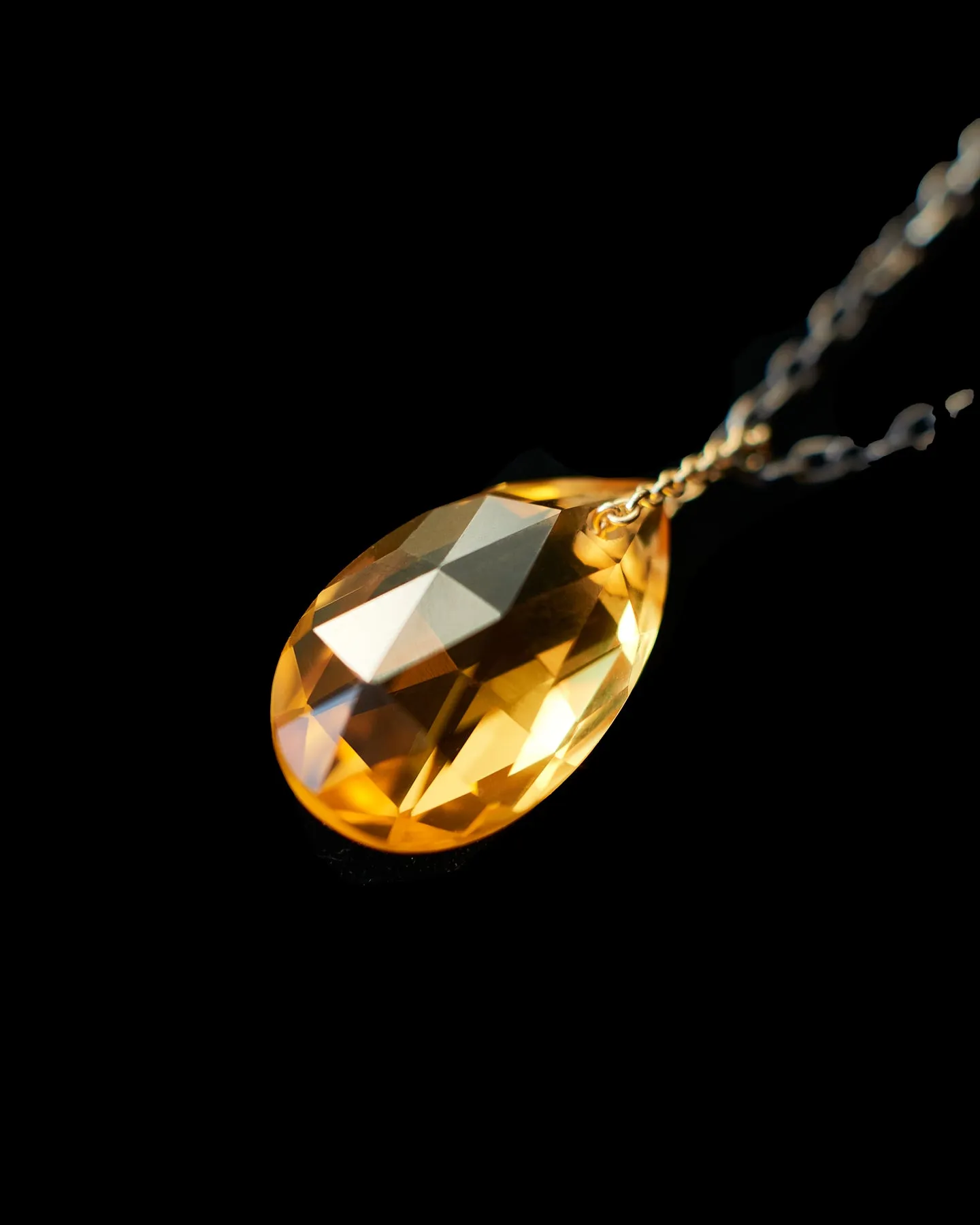 Tear Drop Citrine Manifest Long Chain Necklace