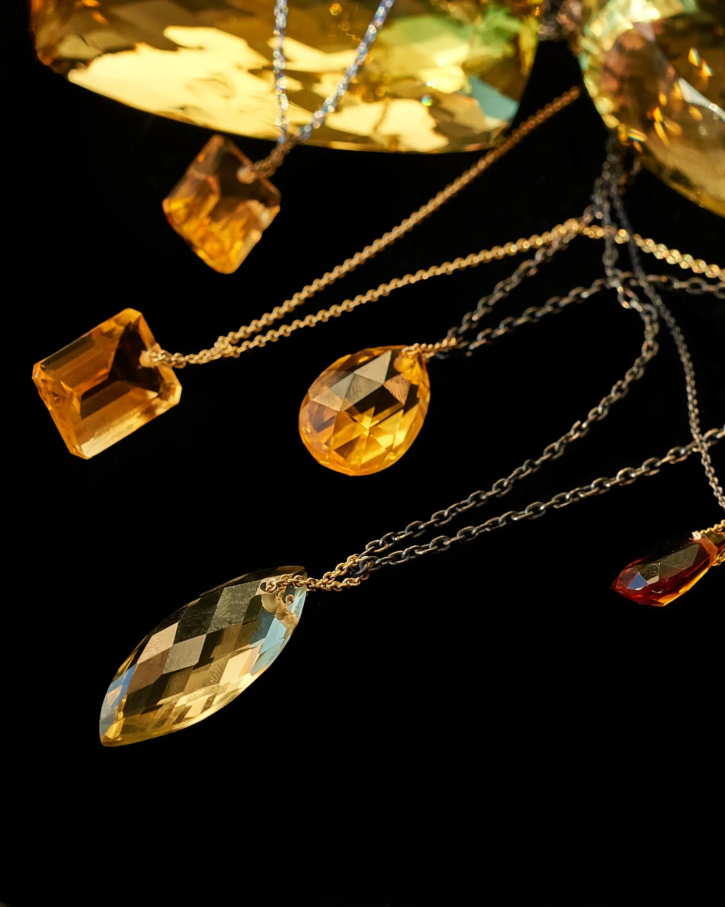 Tear Drop Citrine Manifest Long Chain Necklace
