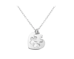 Teens and Children's Necklaces:  Sterling Silver Jigsaw Heart Necklaces