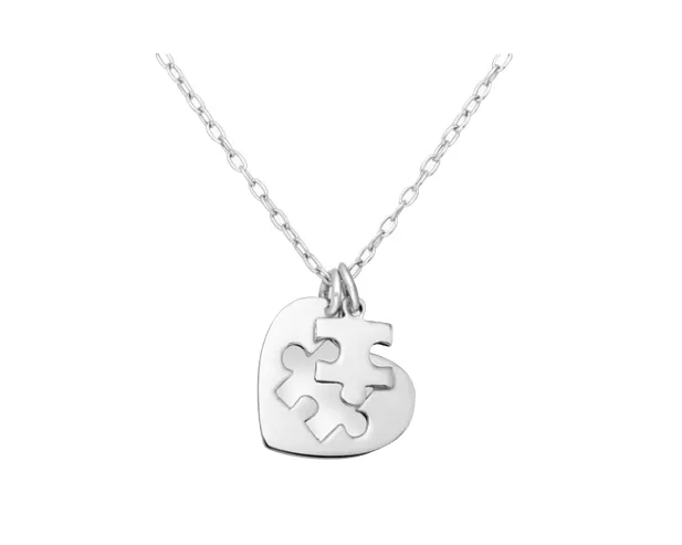 Teens and Children's Necklaces:  Sterling Silver Jigsaw Heart Necklaces