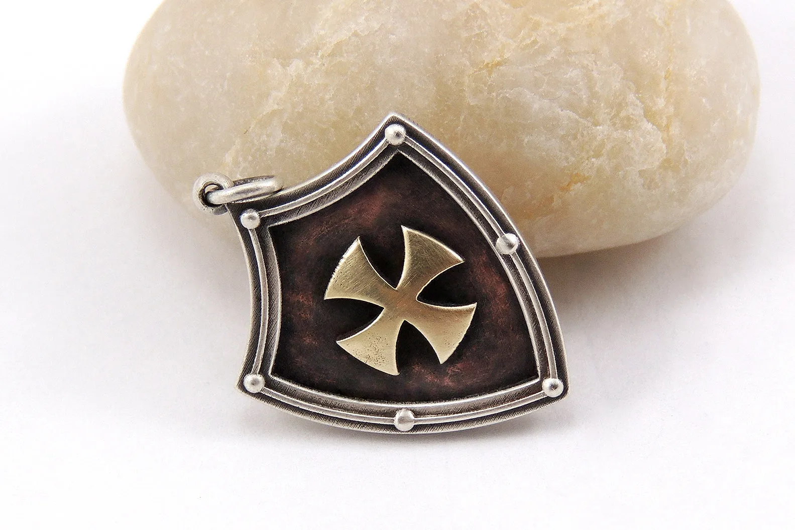 Templar Cross Pendant - Silver / Copper / 14K Gold