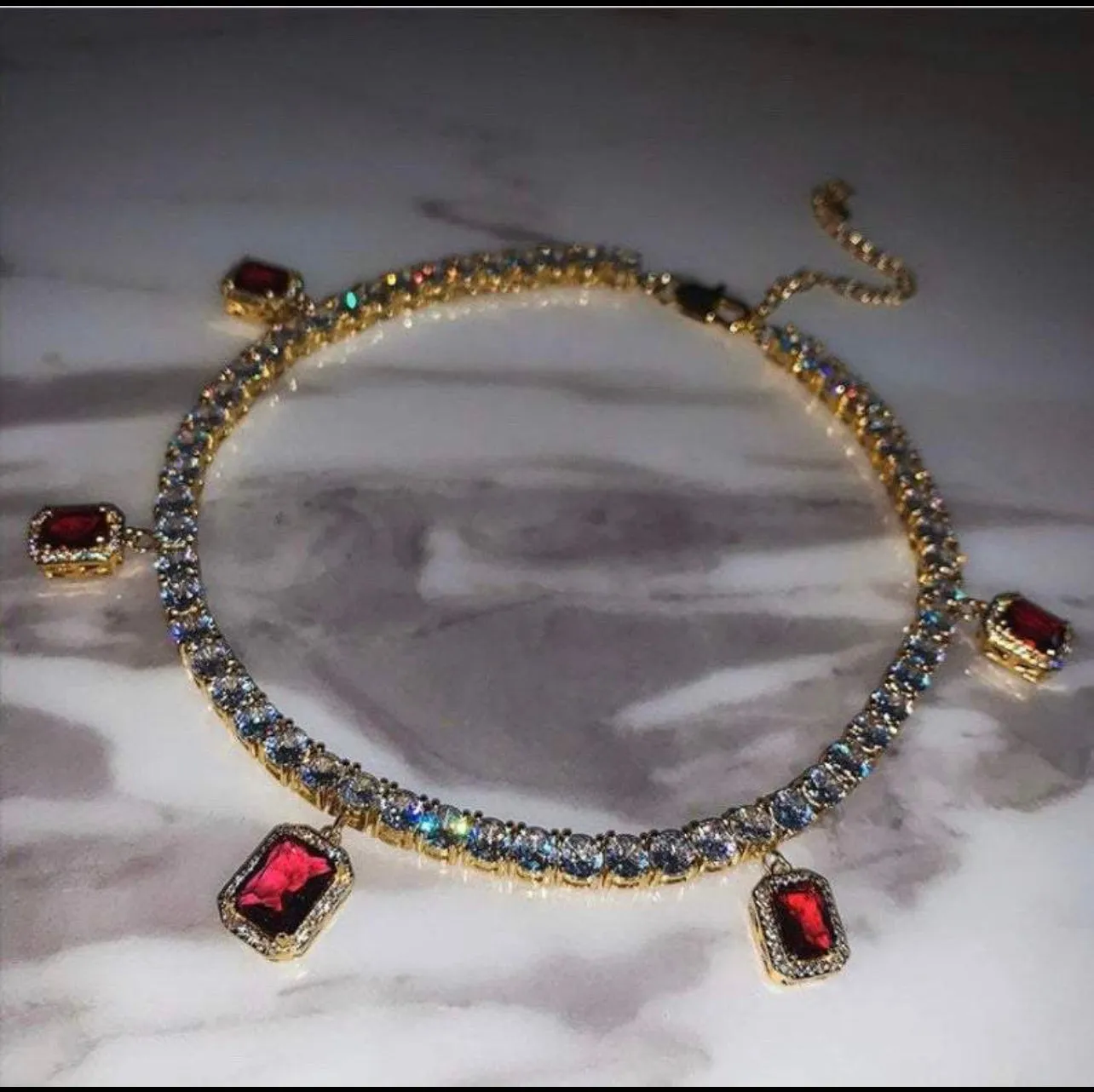 Tennis Square gem tennis choker (FREE! BUY ONE GET ONE FREE ,ADD 2 TO CART)