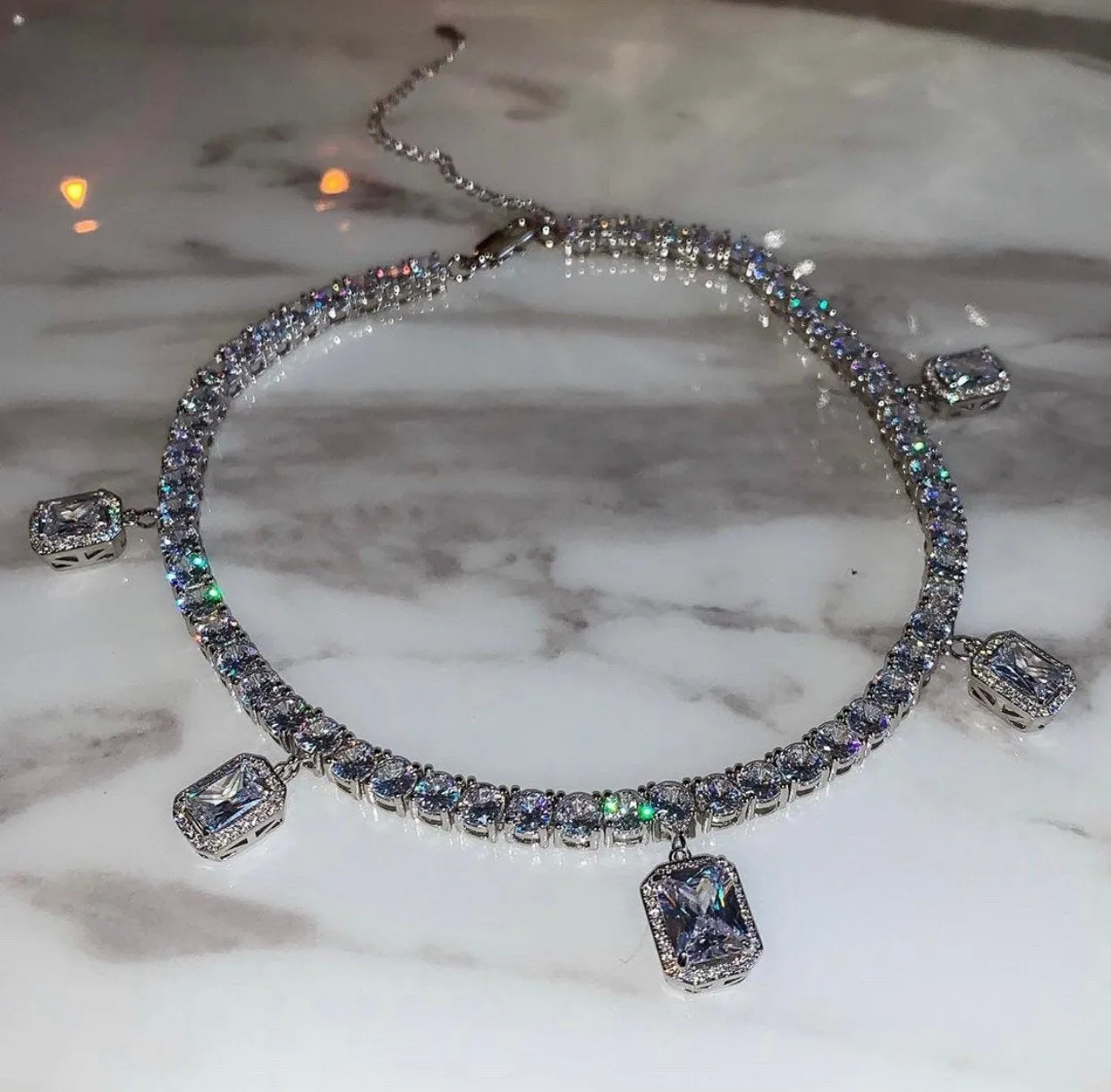 Tennis Square gem tennis choker (FREE! BUY ONE GET ONE FREE ,ADD 2 TO CART)