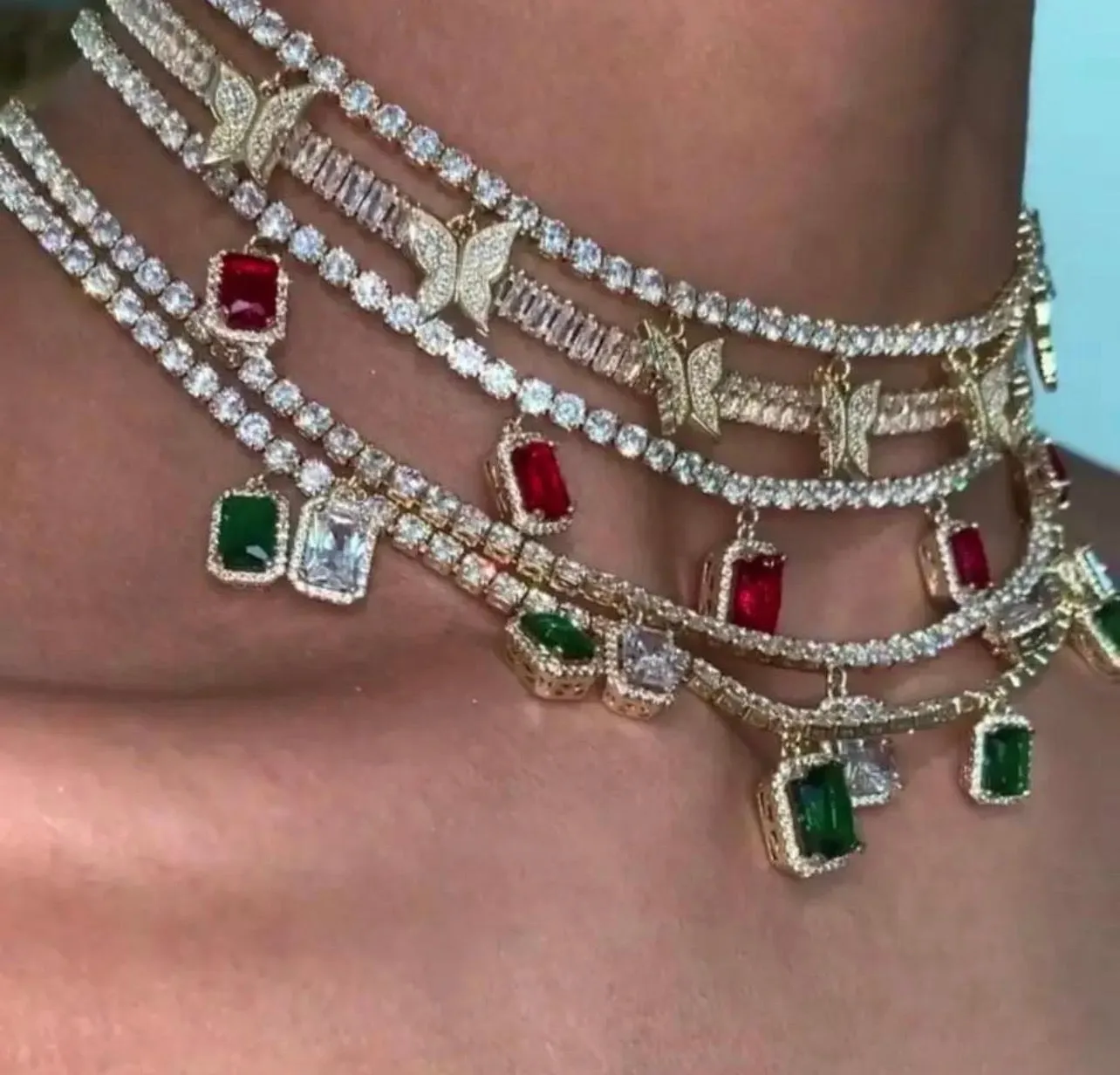 Tennis Square gem tennis choker (FREE! BUY ONE GET ONE FREE ,ADD 2 TO CART)