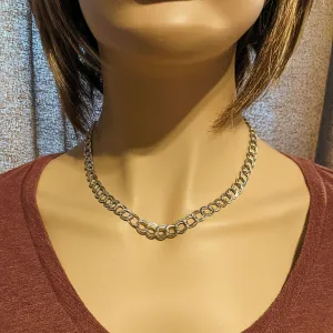 Textured Double Oval Link Necklace, 18 inch