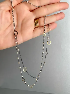 The Hand Tied Pearl Necklace & The Delicate Necklace With Circles And Stones