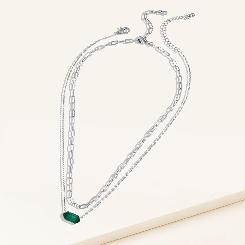 The Montana Duo Cat's Eye Pendant and Clip Chain Necklace Set