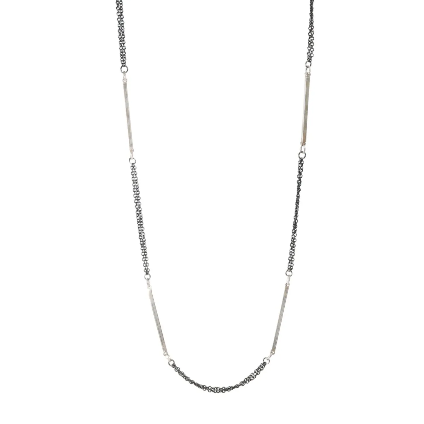 The "Quinn's Sister" Necklace with Sterling Silver Bars and Oxidized Sterling Silver Chain