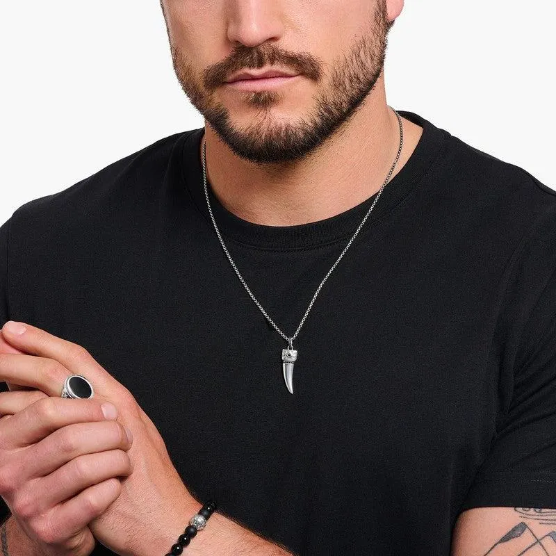Thomas Sabo Necklace - Wolf's Tooth Pendant and Stones
