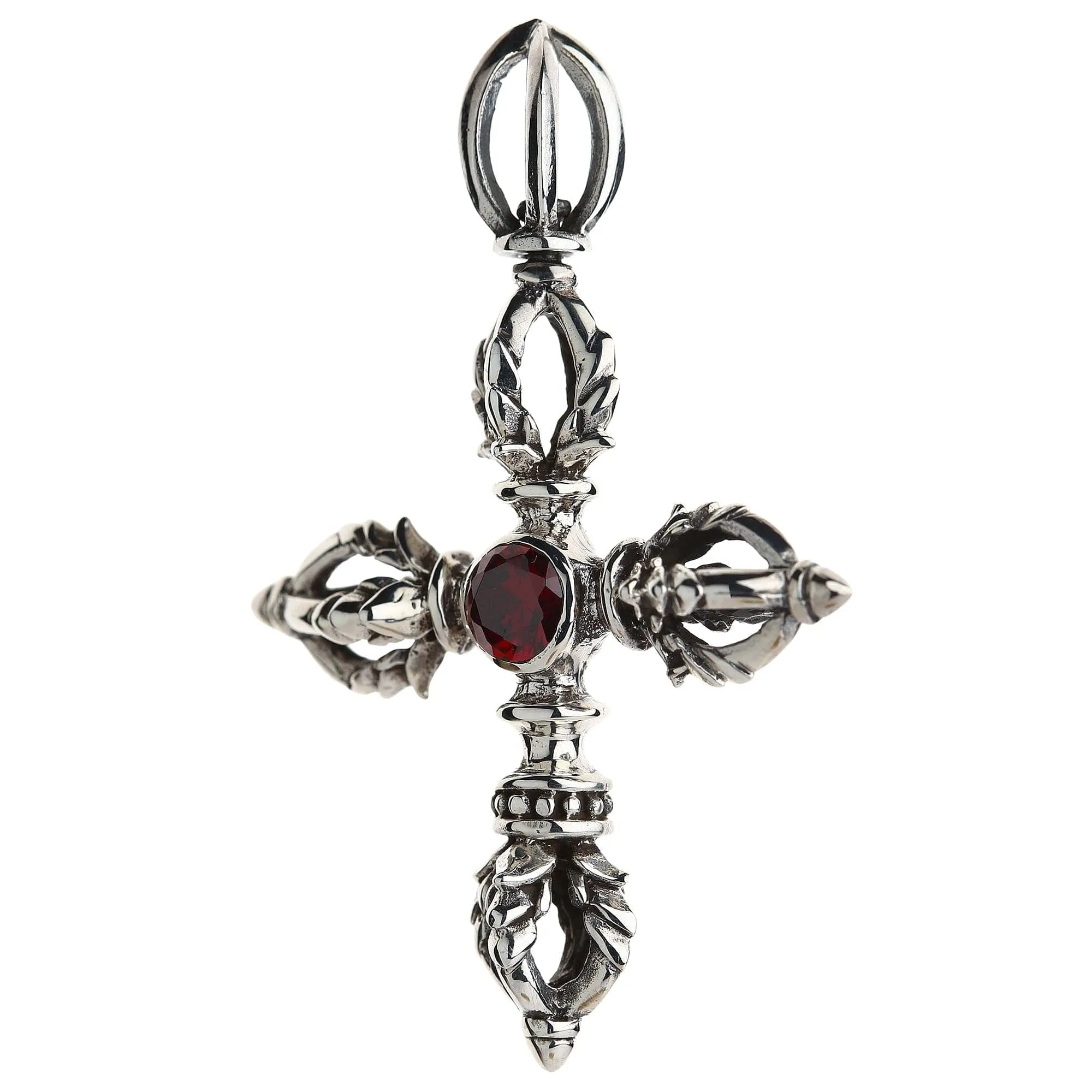 Tibetan Double Dorje Sterling Silver Amulet Pendant