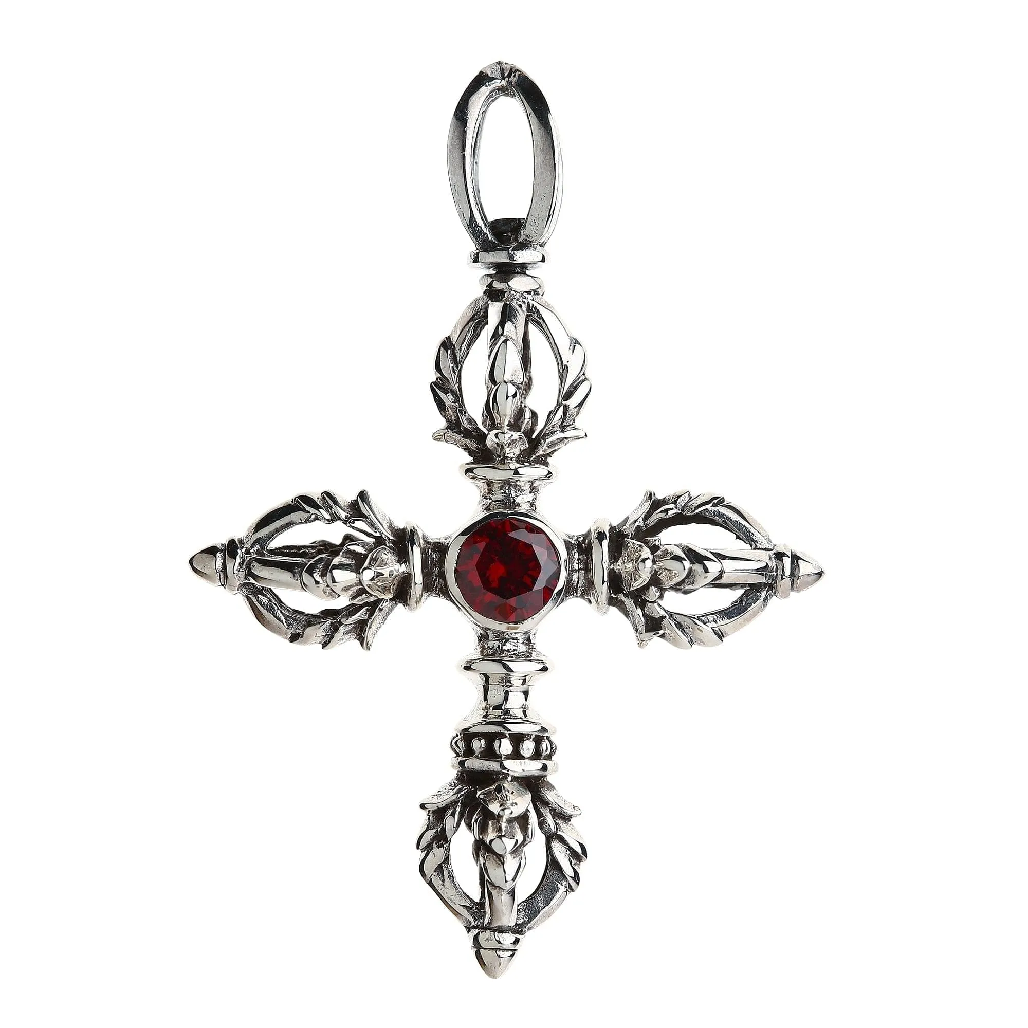 Tibetan Double Dorje Sterling Silver Amulet Pendant