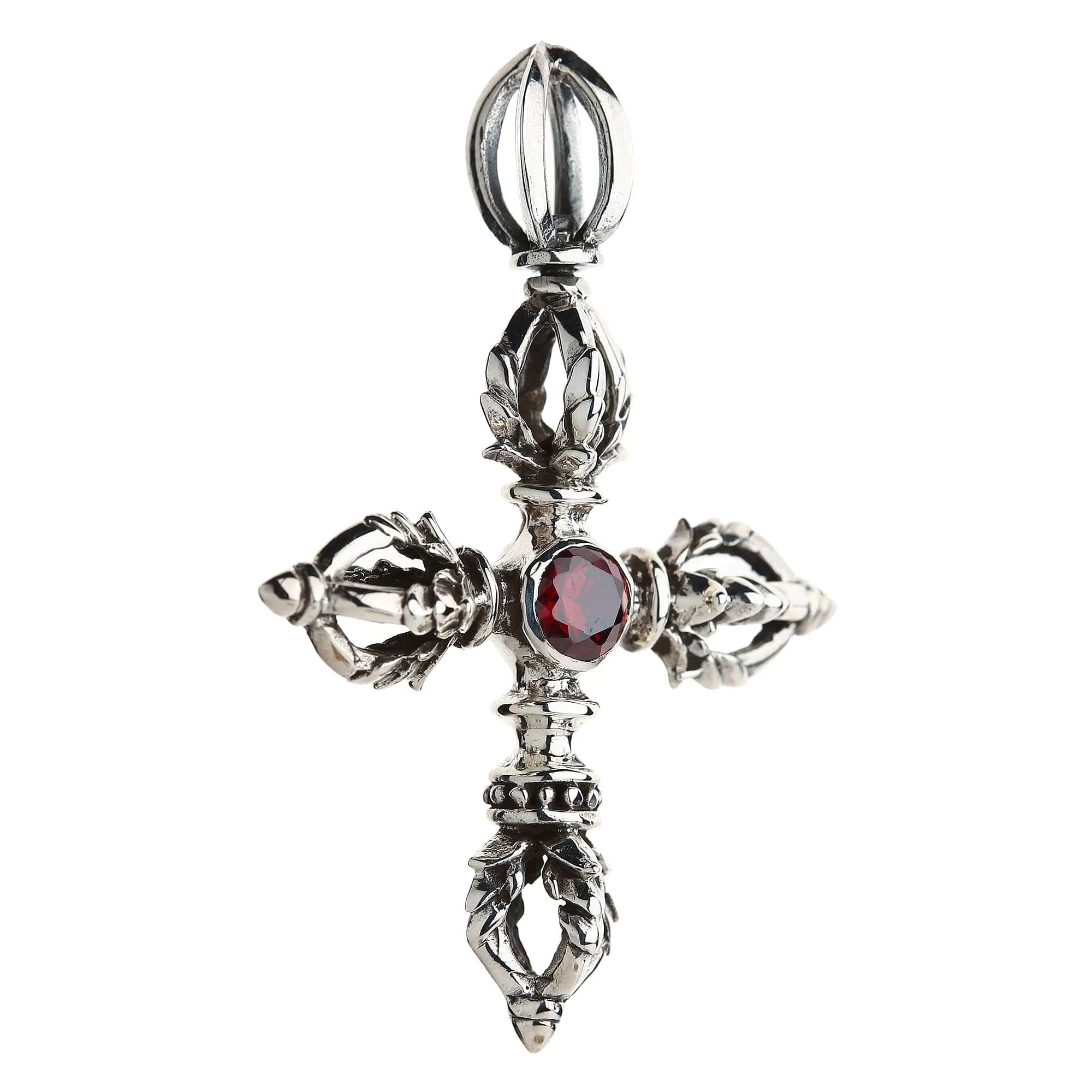 Tibetan Double Dorje Sterling Silver Amulet Pendant