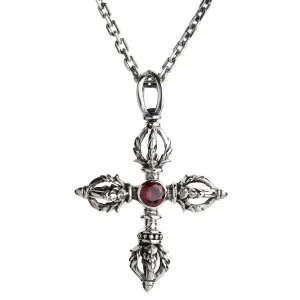 Tibetan Double Dorje Sterling Silver Amulet Pendant