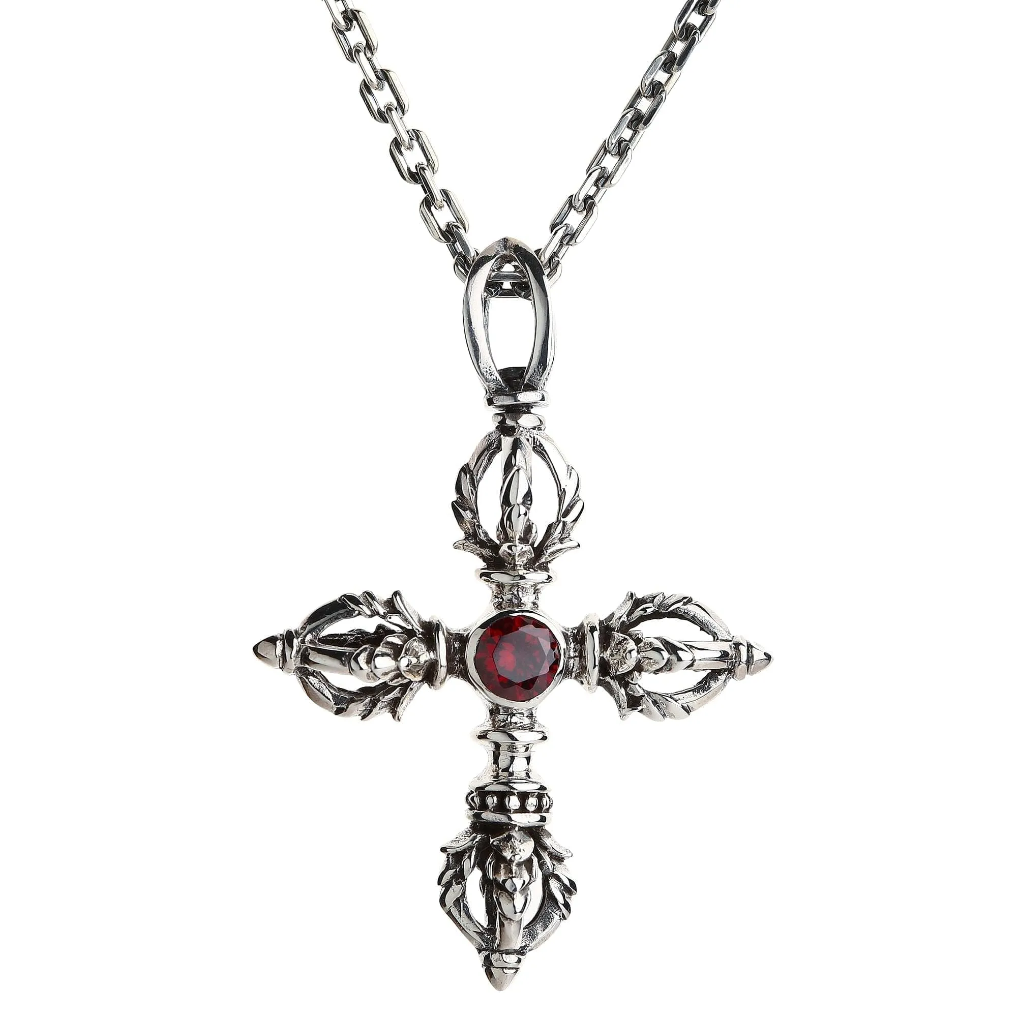 Tibetan Double Dorje Sterling Silver Amulet Pendant