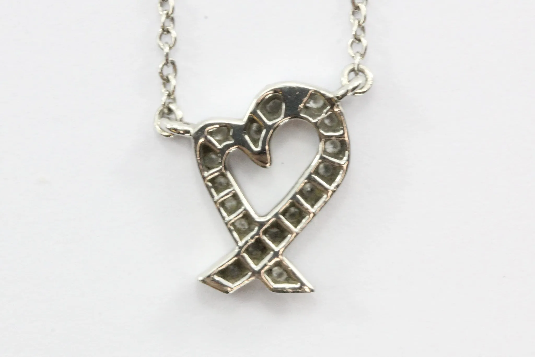 Tiffany & Co Platinum & Diamond Paloma Picasso Heart Necklace Pendant