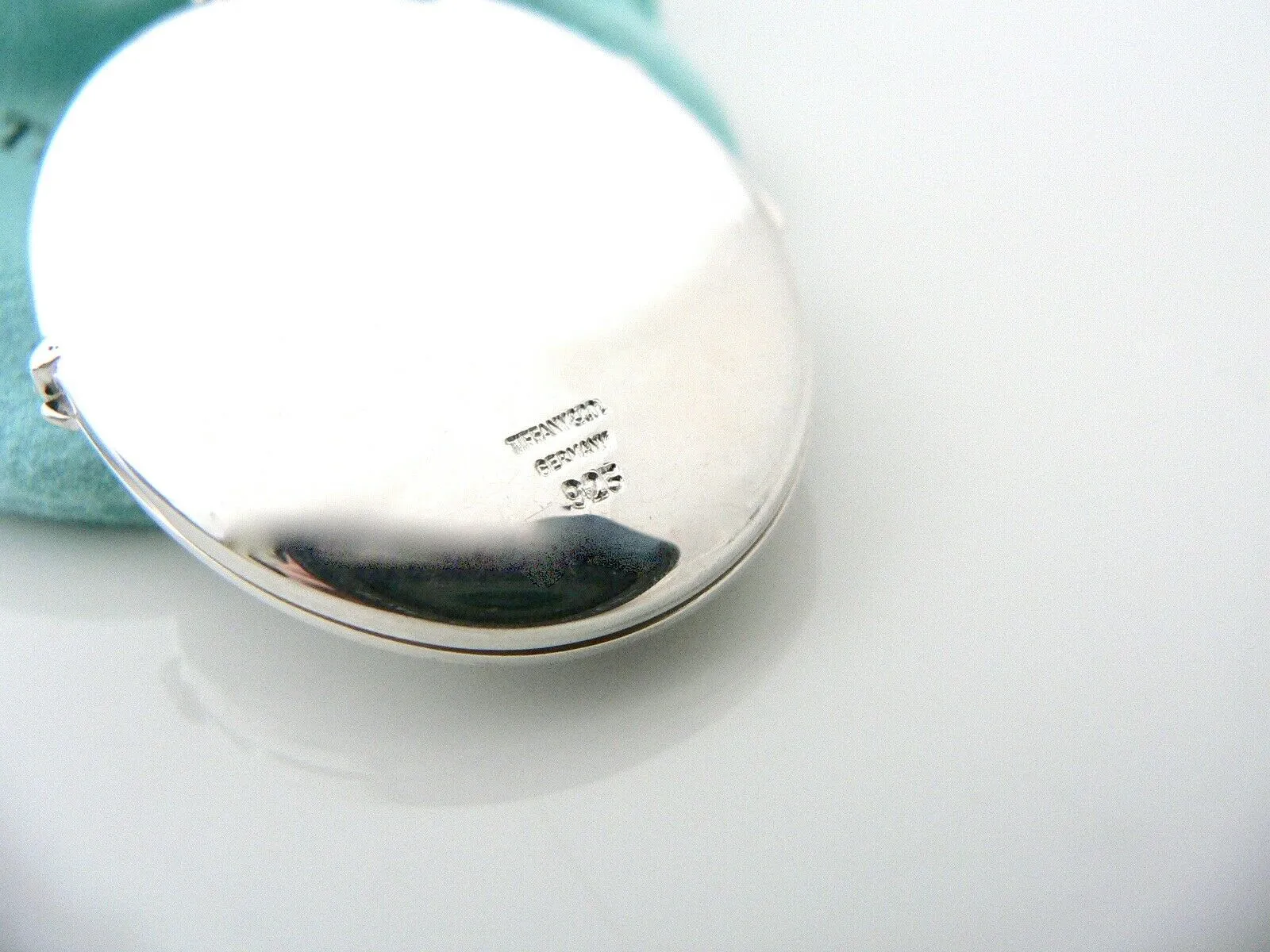 Tiffany & Co Silver Large Oval Locket Necklace Pendant 34 Inch Long Bead Chain XL Gift Love
