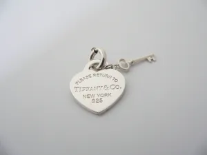 Tiffany & Co Silver Return to Heart Key Charm Pendant 4 Necklace Bracelet Clasp