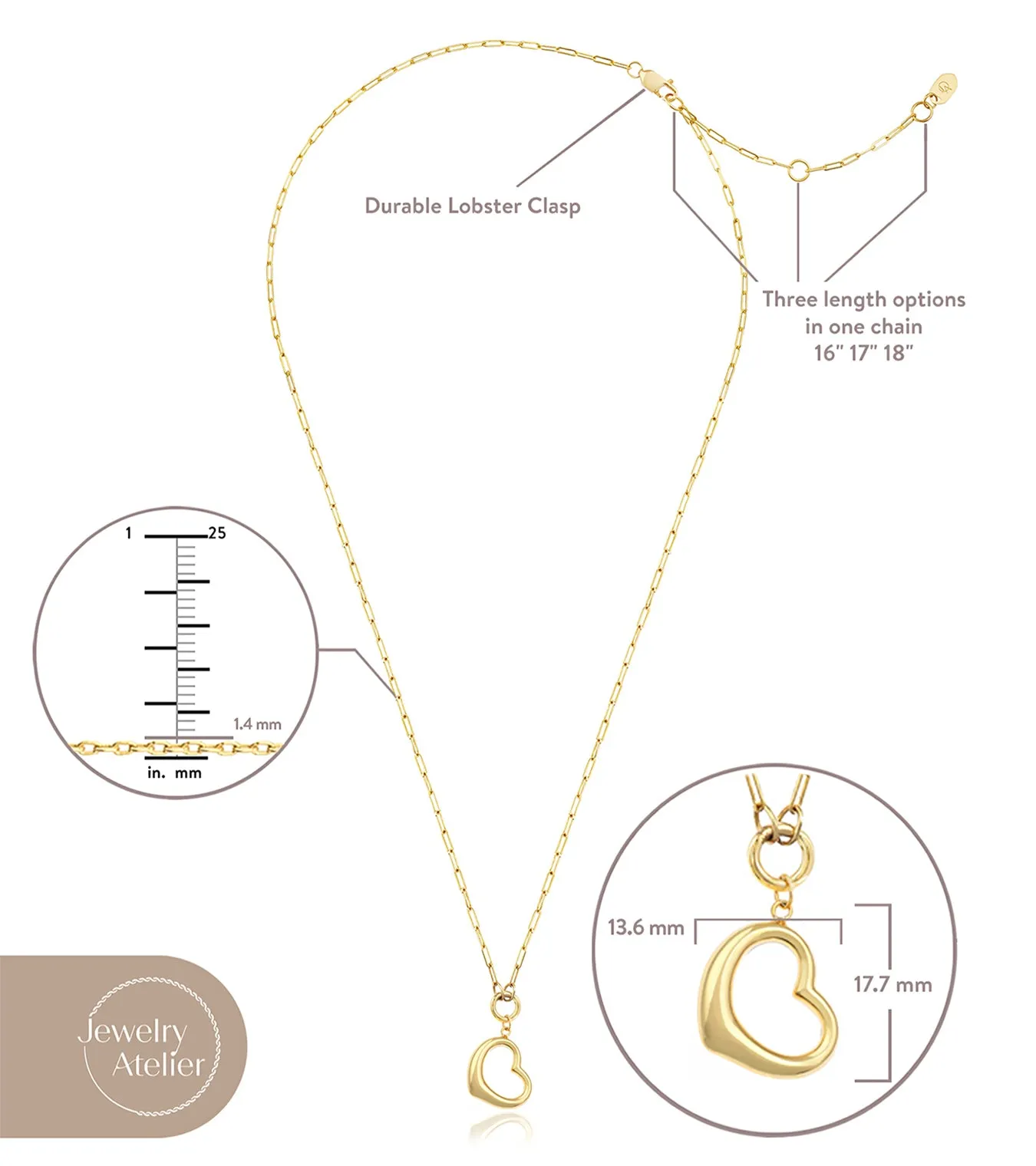 Tilted Heart Pendant Necklace