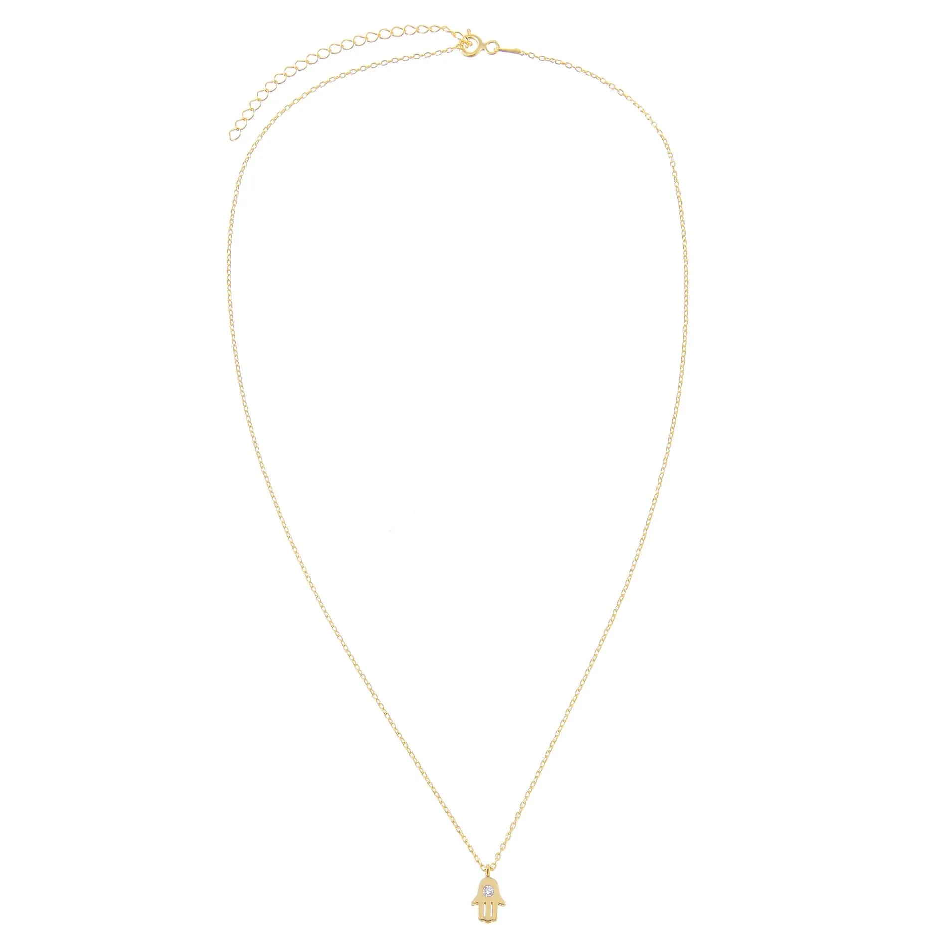 Tiny CZ Hamsa Necklace