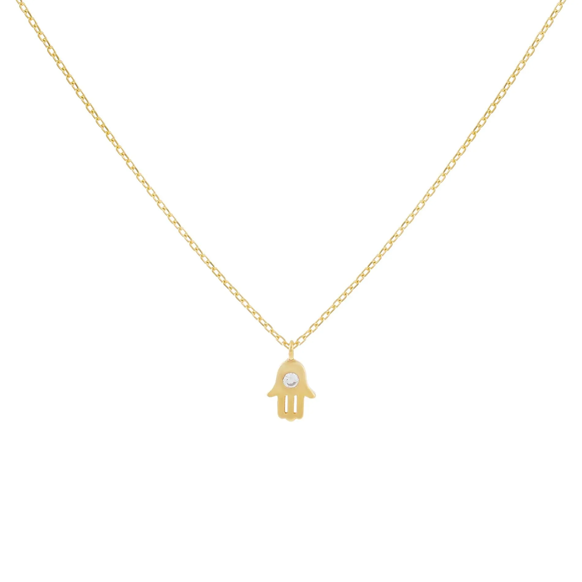 Tiny CZ Hamsa Necklace