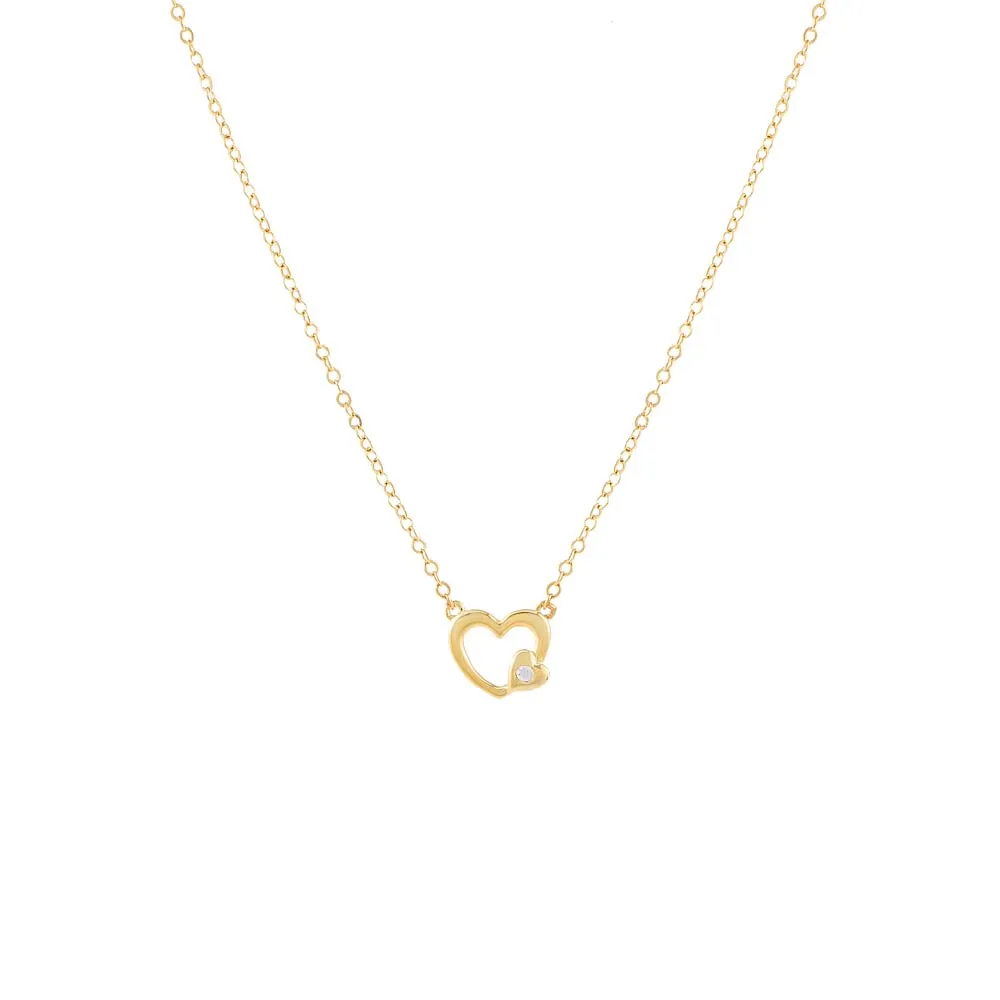 Tiny CZ Heart Accent Pendant Necklace