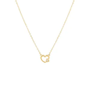 Tiny CZ Heart Accent Pendant Necklace