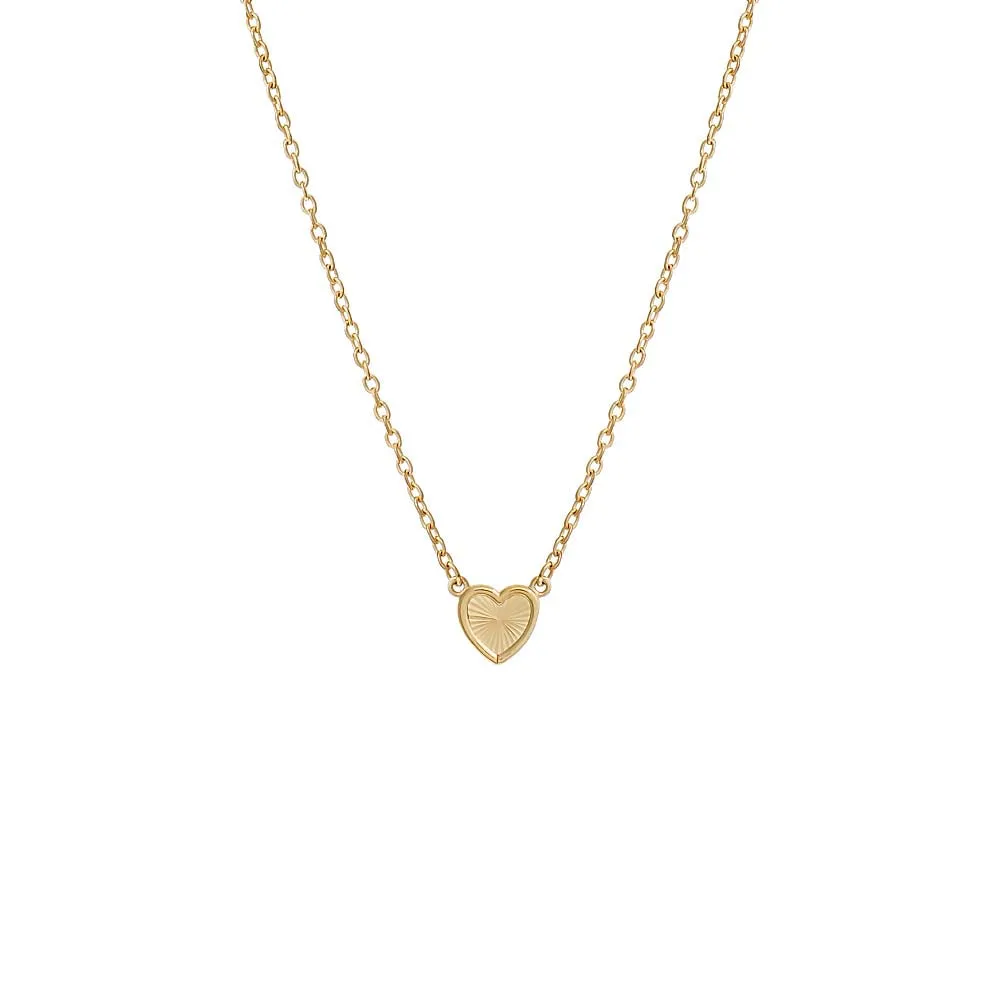 Tiny Fluted Heart Necklace 14K