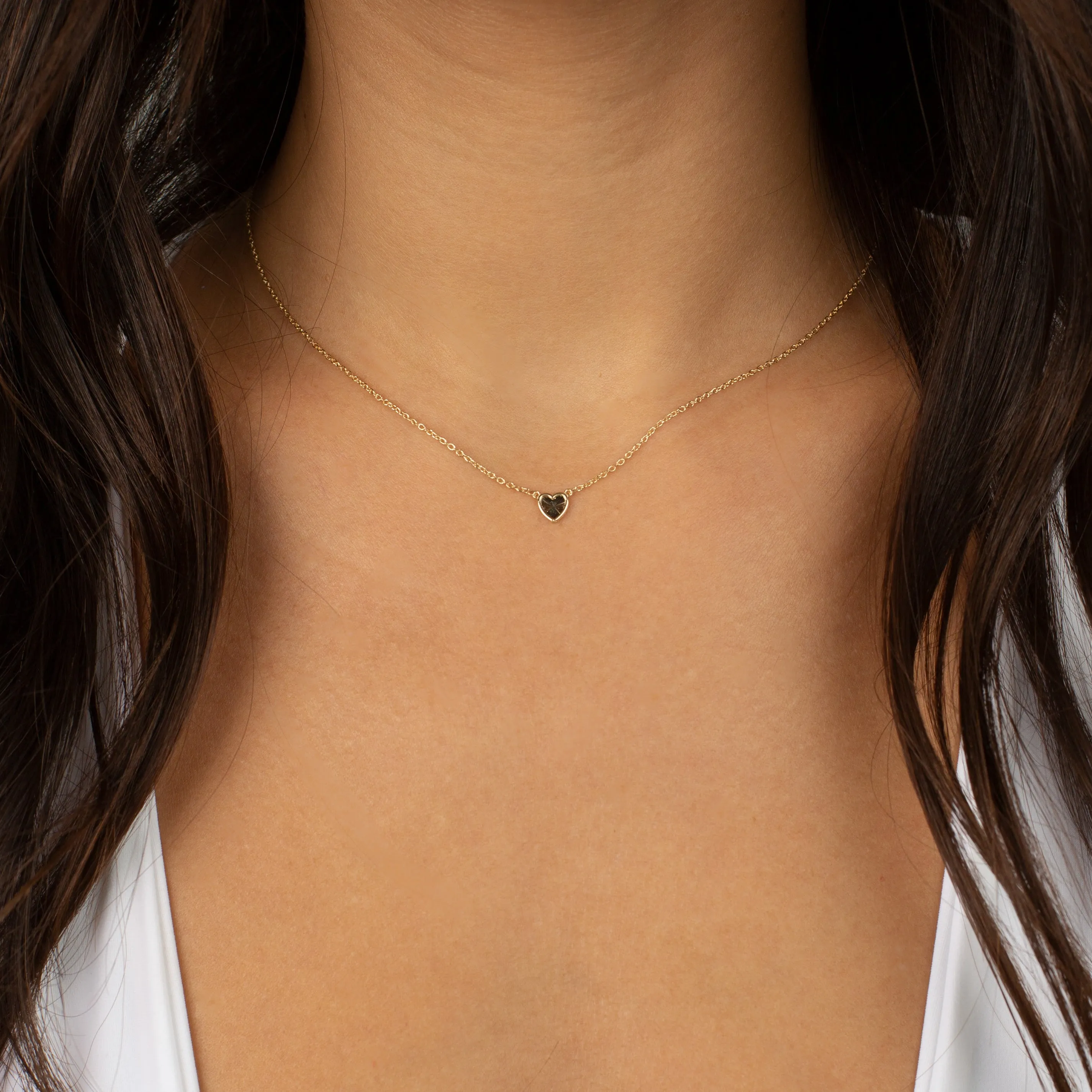 Tiny Fluted Heart Necklace 14K