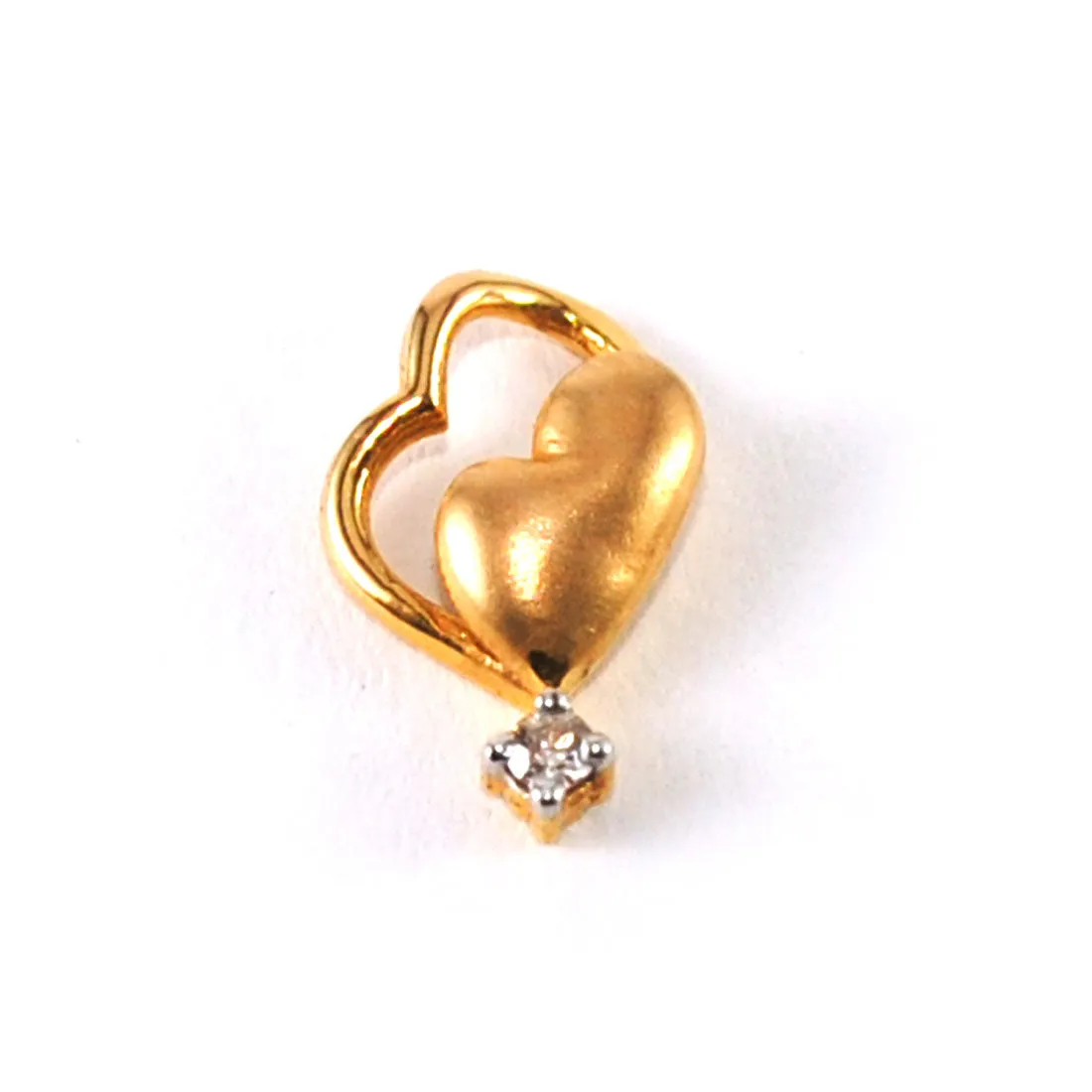 Tiny Twin Heart Pendant Necklace in 14K Solid Gold and Natural Diamond