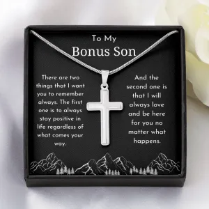 To My Bonus Son Cross Pendant Necklace