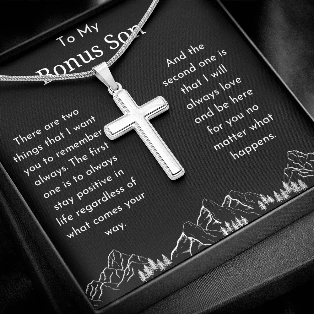 To My Bonus Son Cross Pendant Necklace