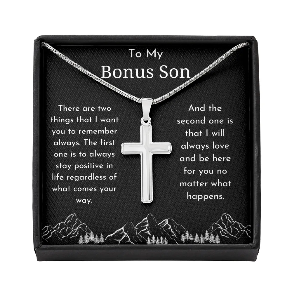 To My Bonus Son Cross Pendant Necklace