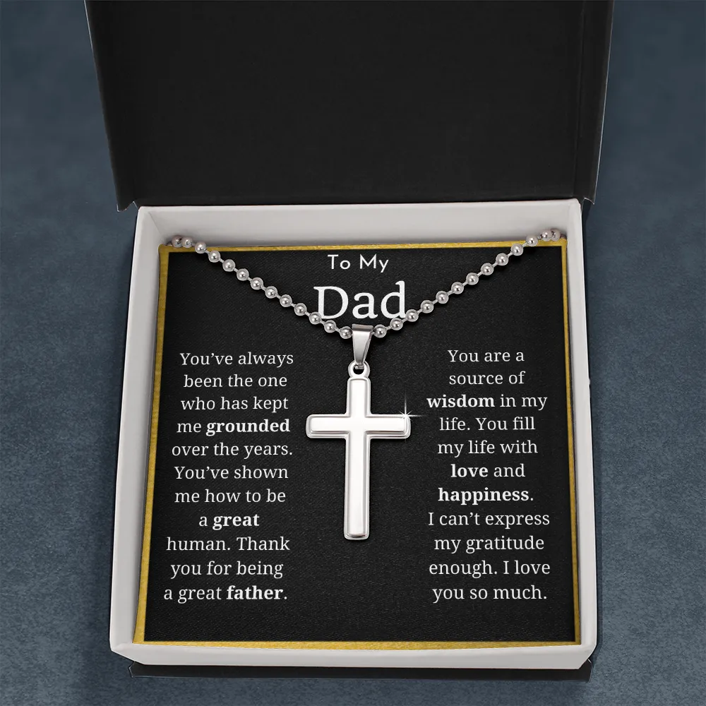 To My Dad Ball Chain Cross Necklace
