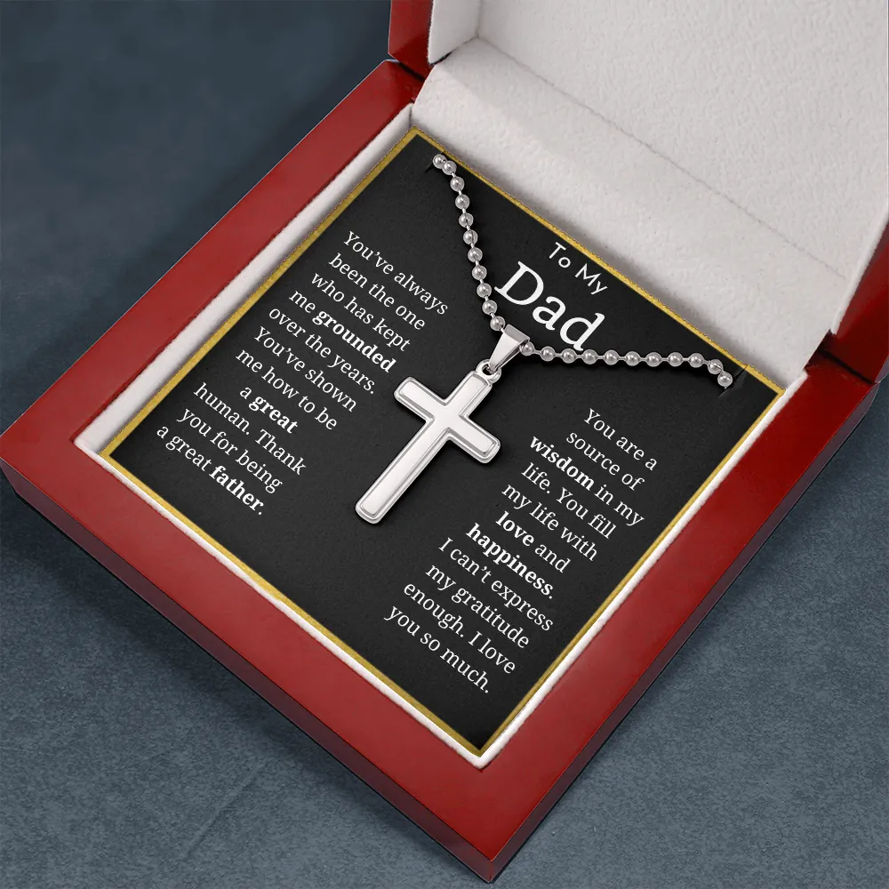 To My Dad Ball Chain Cross Necklace