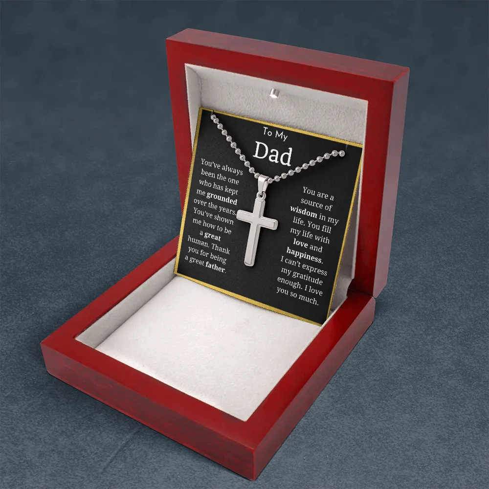 To My Dad Ball Chain Cross Necklace