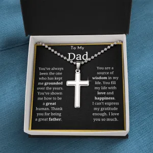 To My Dad Ball Chain Cross Necklace