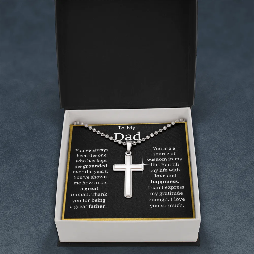 To My Dad Ball Chain Cross Necklace