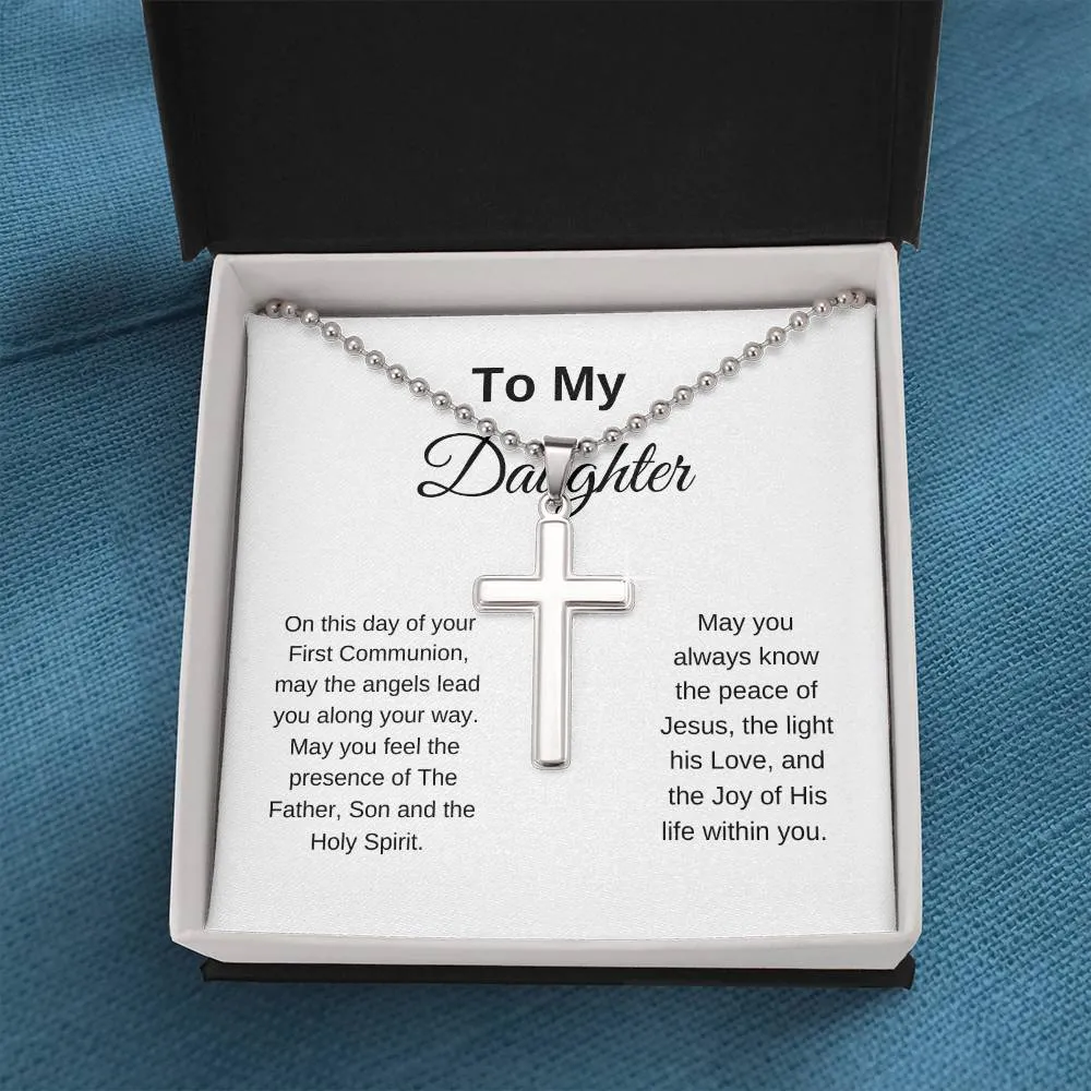 To My Daughter On Her First Communion Cross Necklace