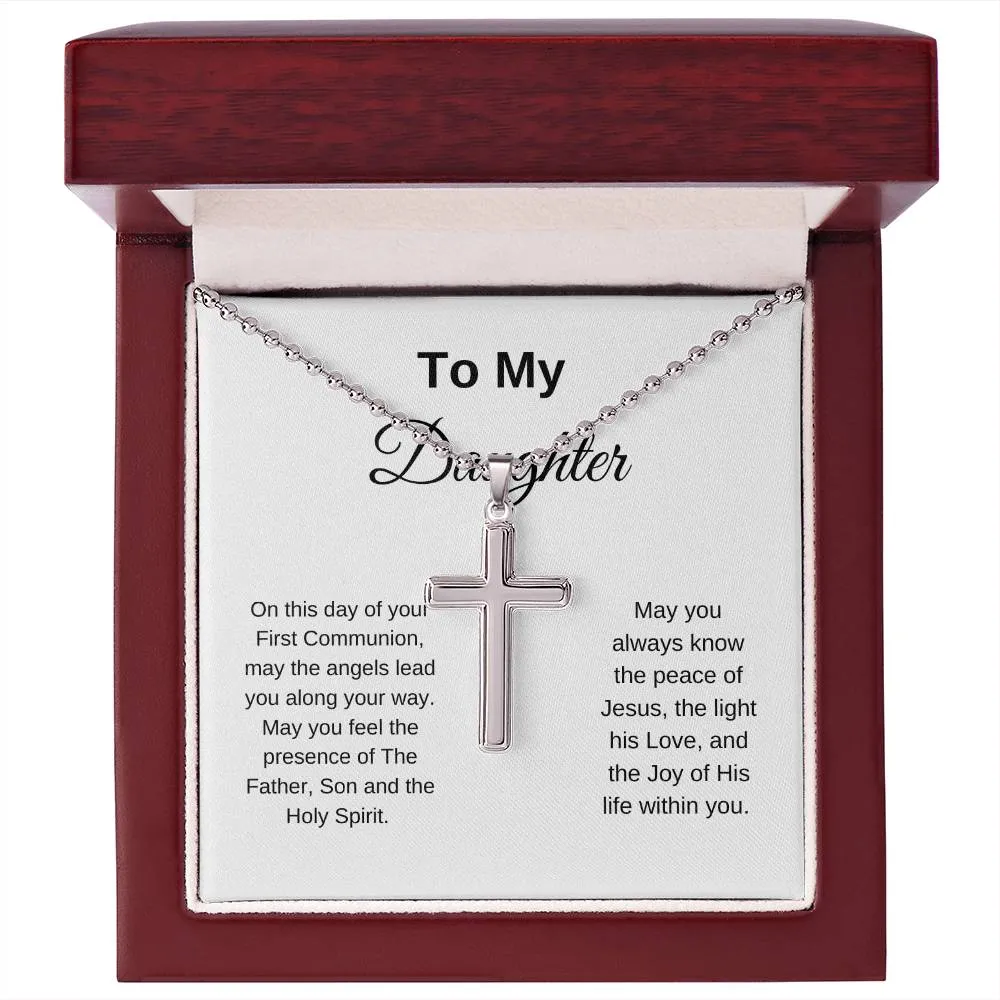 To My Daughter On Her First Communion Cross Necklace