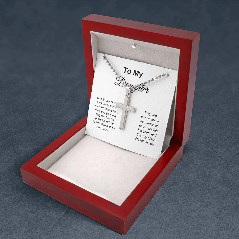 To My Daughter On Her First Communion Cross Necklace