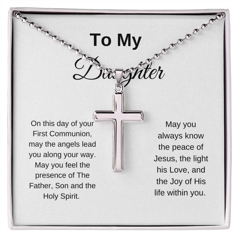 To My Daughter On Her First Communion Cross Necklace